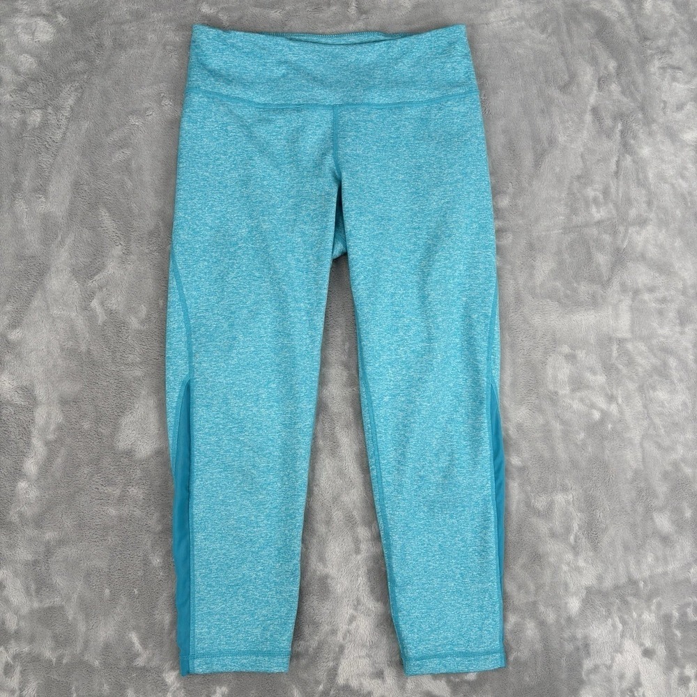 Zella Crop Capri Leggings Womens XS Active Workout Fitness Gym Mesh Teal